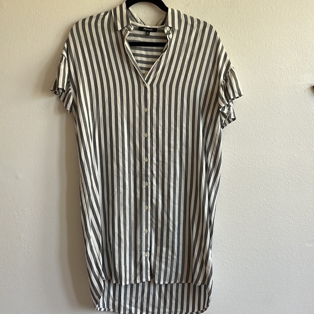 MADEWELL STRIPED COURIER RUFFLE-SLEEVE SHIRTDRESS - Picture 4 of 7